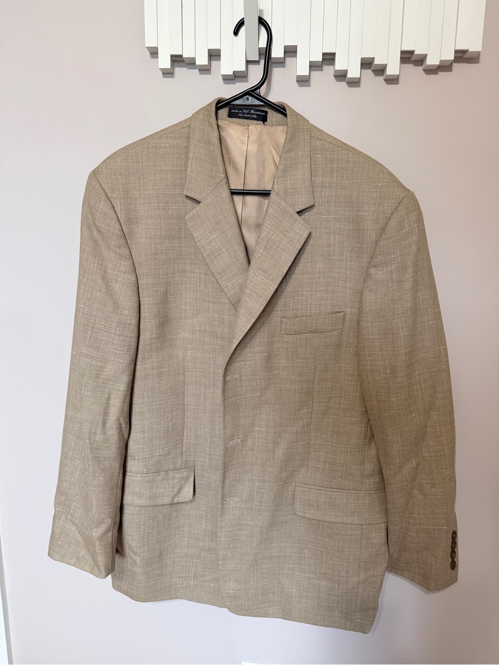Men's Tan Linen-Blend Single-Breasted Sport Coat